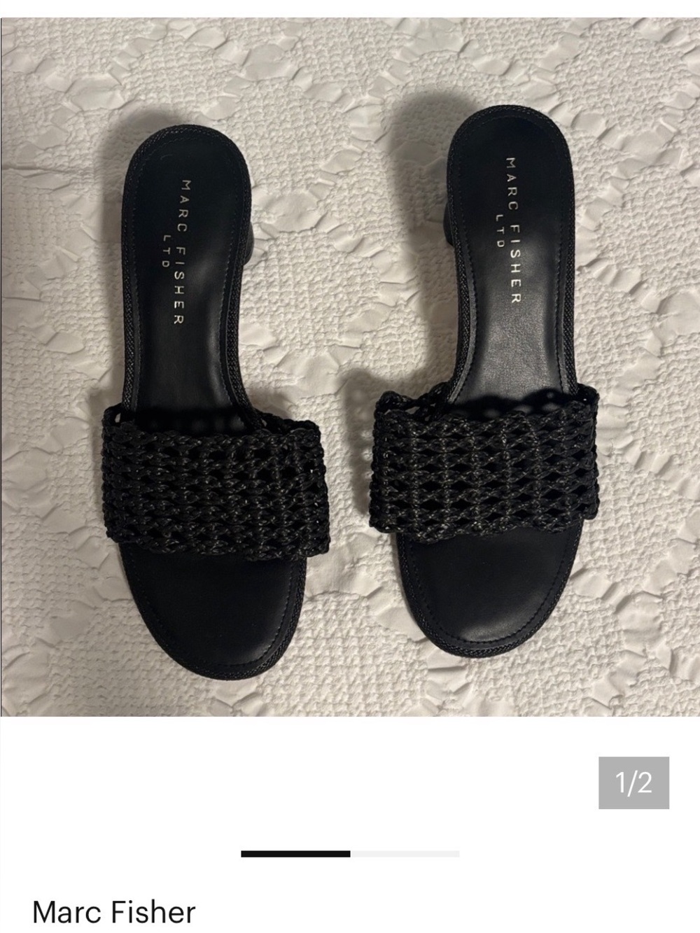Marc Fisher Black Braided Slide Sandals NWT. JAzmine - Picture 2 of 7